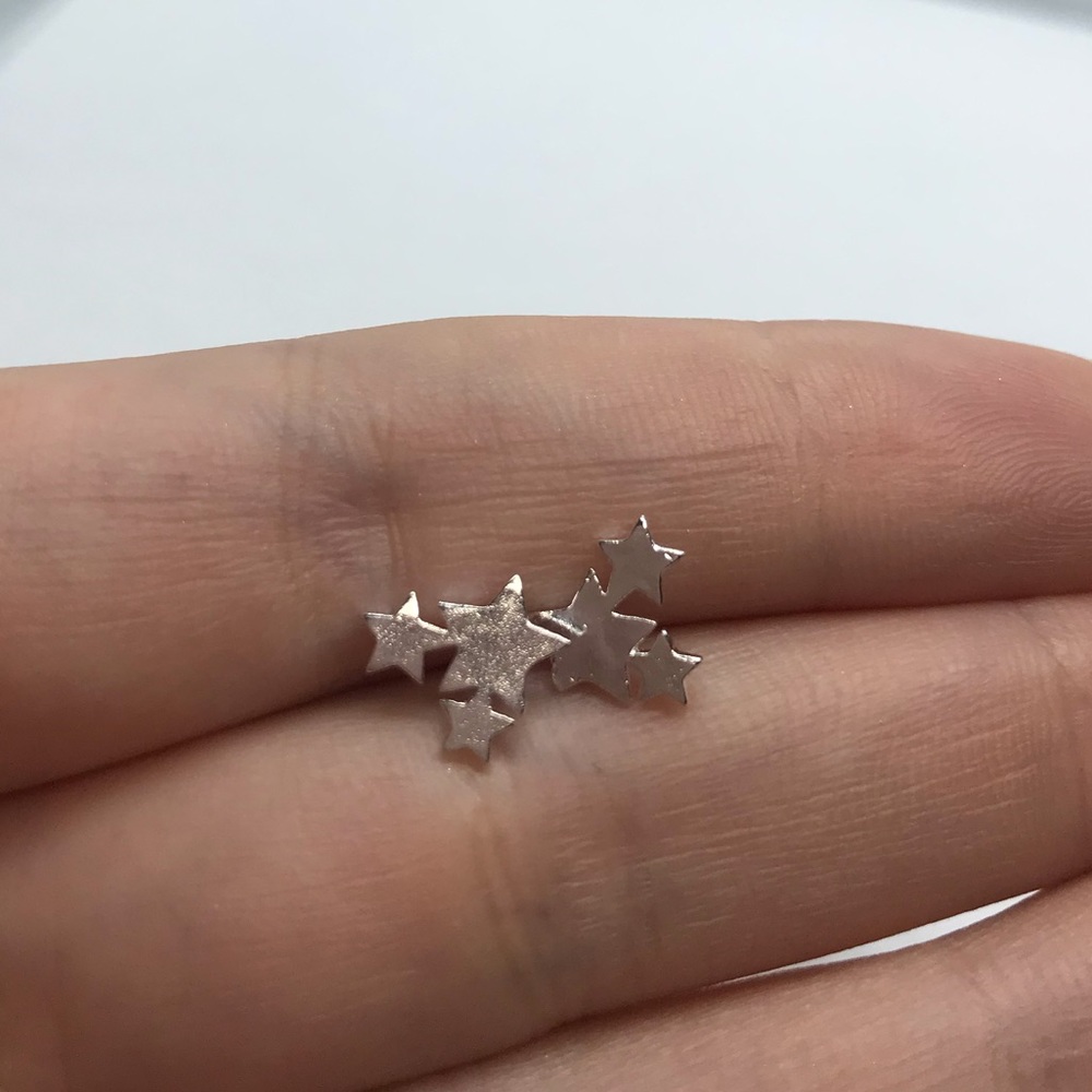 Sterling Silver 925 Star Stud Earrings - Picture 4 of 4